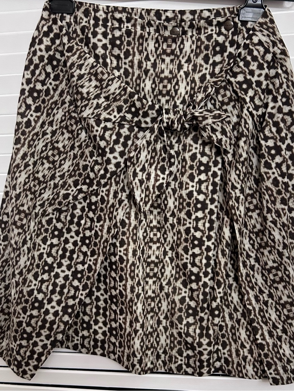 🤎MAKE OFFER🤎 NWT MaxMara Ikat Graphic Print Tie Front Cotton Mini Skirt Sz MED - Picture 2 of 7